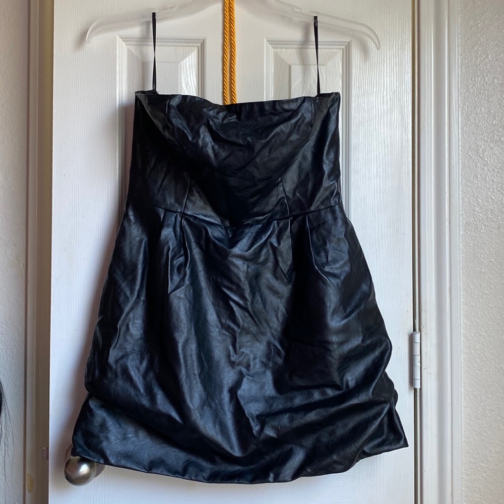 Black Faux Leather Dress
